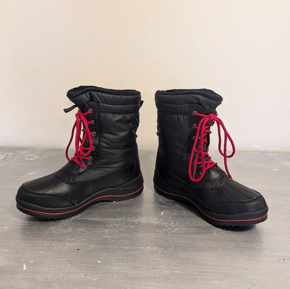 Cougar Canada Black Mid Calf Lined Winter Boots Waterproof  Lace up Women's 9 M. - Picture 2 of 12